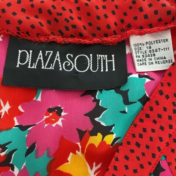 Vintage Floral Dress Mixed Contrasting Print Midi Dress Plus Size 14 - Picture 8 of 11